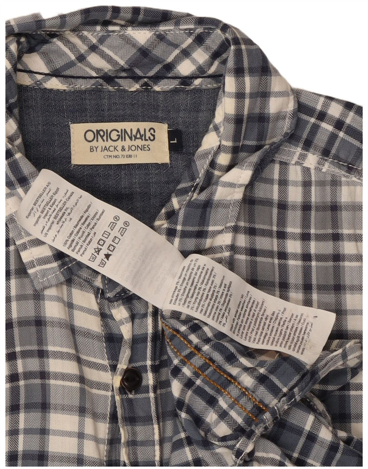 Jack & Jones Ανδρικό πουκάμισο μεγάλο μπλε βαμβακερό καρό