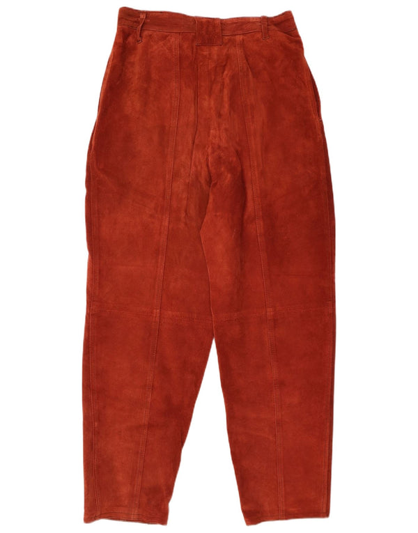 Γυναικείο σουέτ ψηλόμεσο παντελόνι VINTAGE EU 4 Medium W26 L28 μπορντό