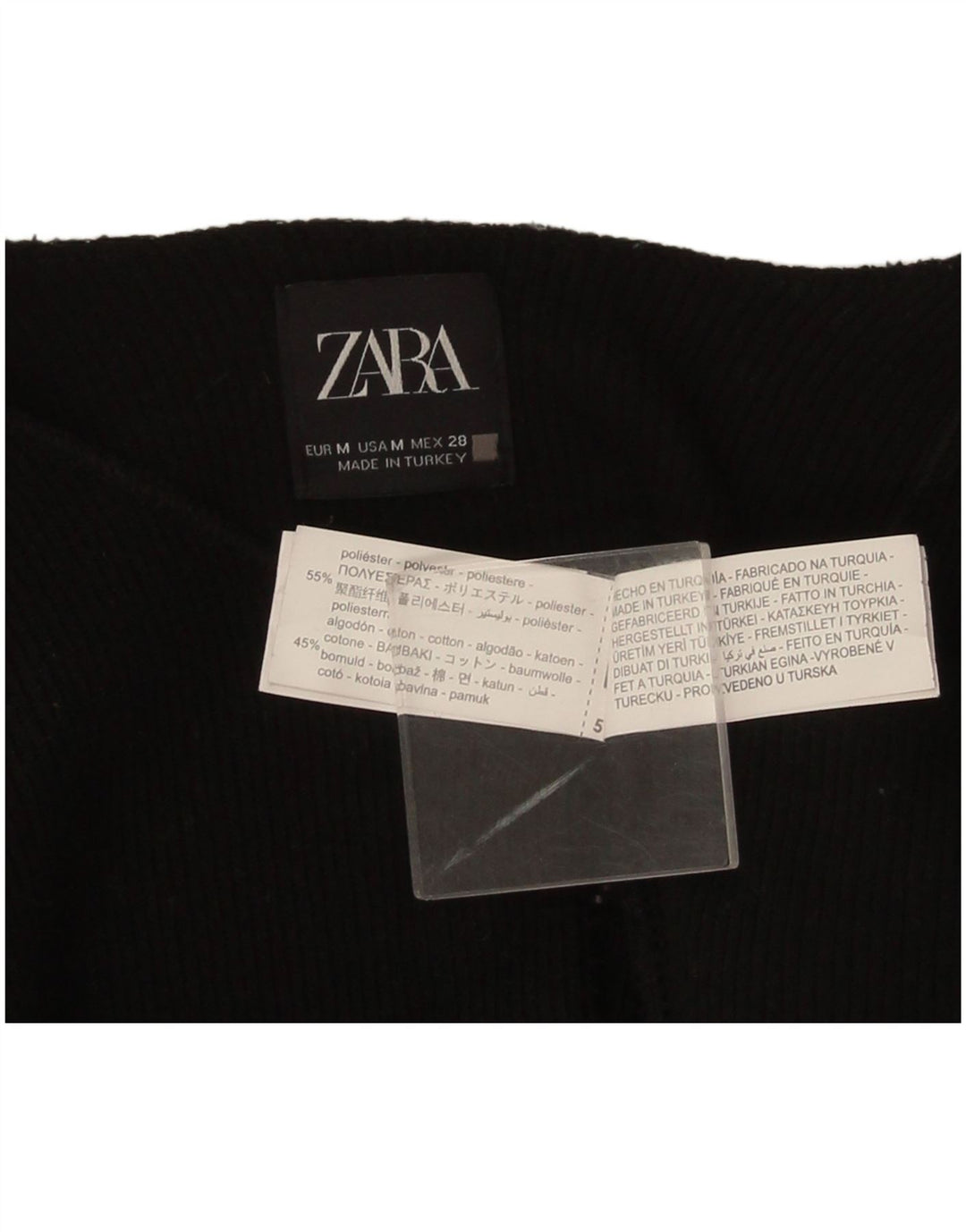 Zara Γυναικείο 3/4 μανίκι Bolero Jumper UK 14 Medium Black Polyester