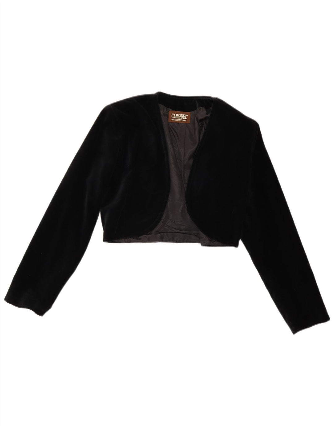 Vintage Γυναικείο Velvet Open Bolero Jacket UK 14 Medium Μαύρο Πολυεστέρας
