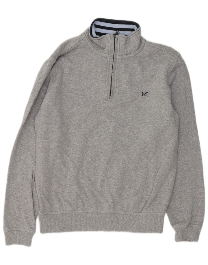 Ανδρικό φούτερ με φερμουάρ Crew Clothing, μεσαίο βαμβακερό γκρι