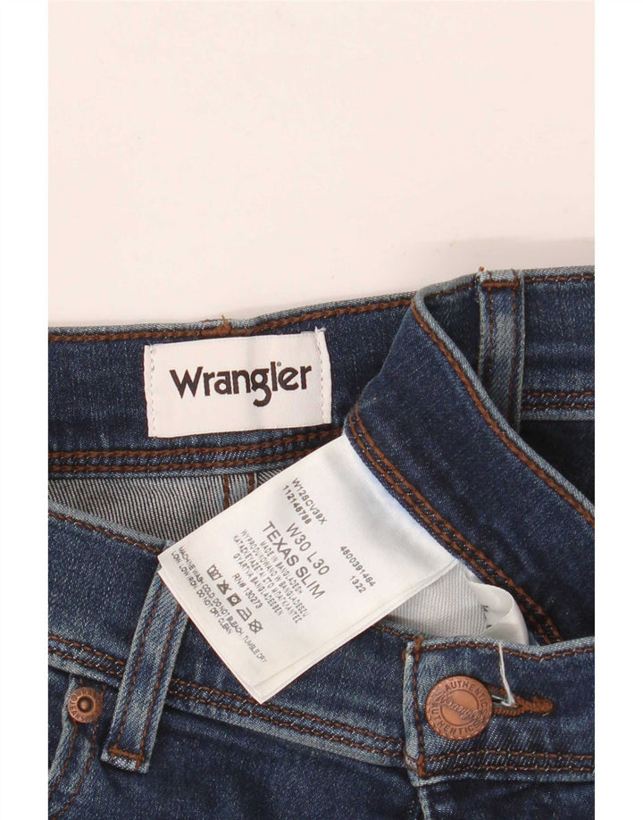 Wrangler Ανδρικό Texas Slim Jeans W30 L30 Navy Blue Cotton