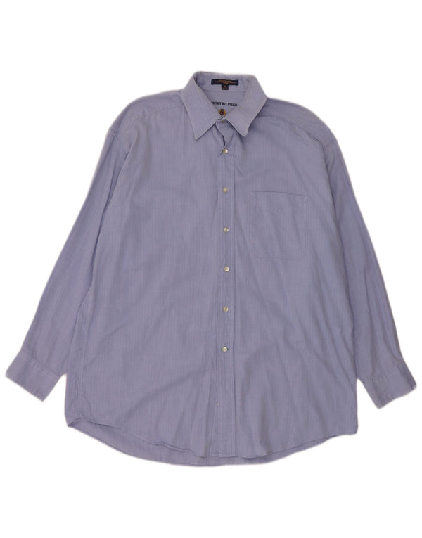 Ανδρικό πουκάμισο Tommy Hilfiger Size 16 Large Blue από βαμβακερό ψαροκόκκαλο