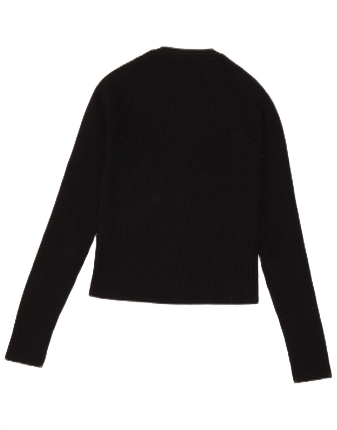 Zara Γυναικείο Crop Top μακρυμάνικο UK 8 Small Black Viscose
