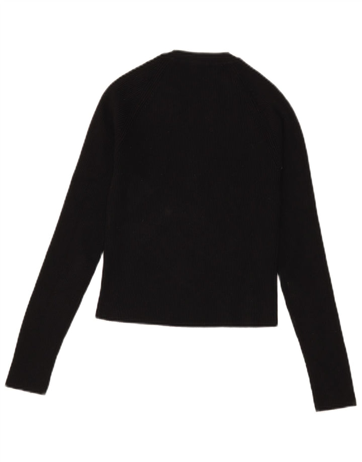 Zara Γυναικείο Crop Top μακρυμάνικο UK 8 Small Black Viscose