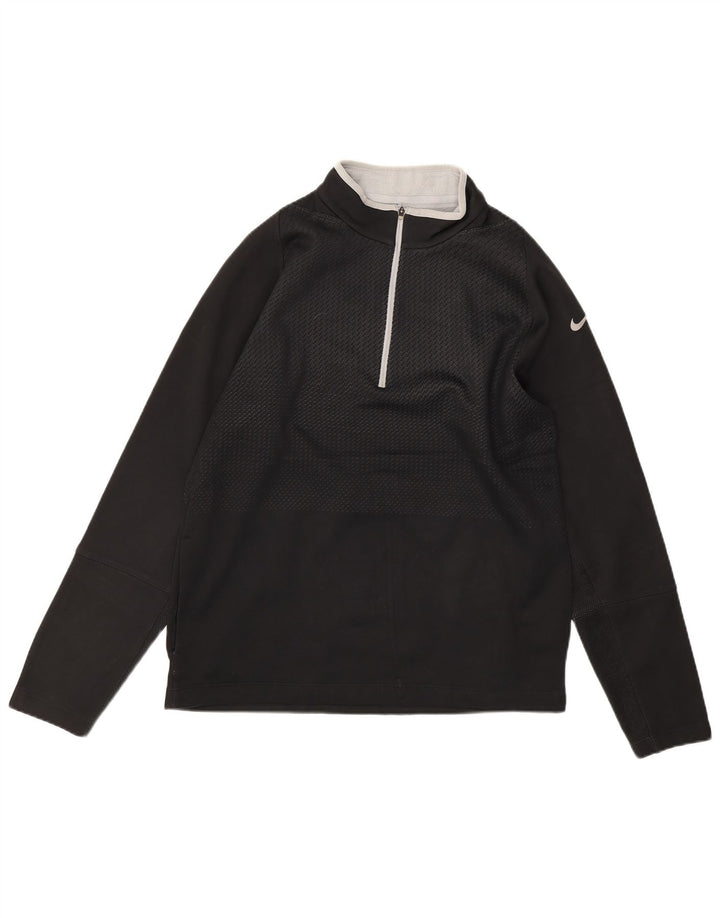 Ανδρικό φούτερ Therma-Fit NIKE με λαιμόκοψη με φερμουάρ, μεσαίο μαύρο πολυεστέρα