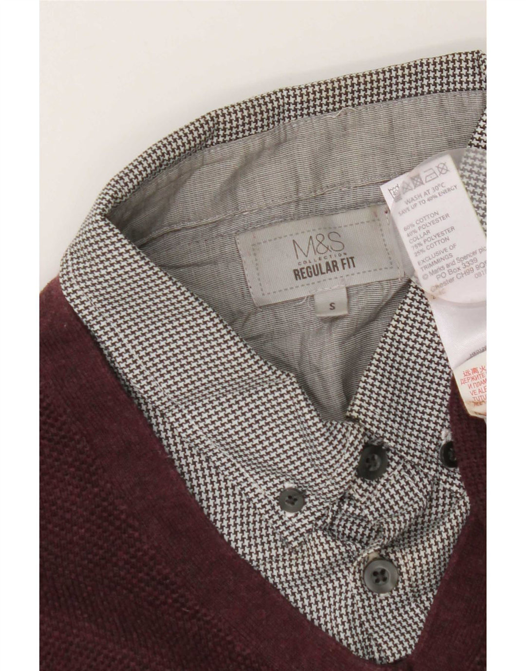 Marks & Spencer Ανδρικό πουλόβερ με κανονική εφαρμογή Polo Neck Jumper Μικρό μπορντό