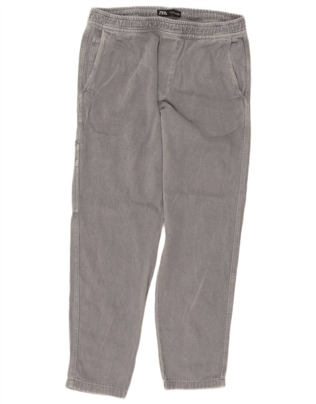 ZARA Γυναικείο ίσιο παντελόνι Cargo μεγάλο W32 L29 Γκρι βαμβακερό