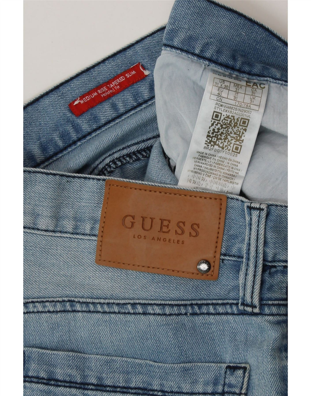 GUESS Γυναικεία halsted Fit Ψηλόλεπτο κωνικό τζιν W31 L30 μπλε βαμβακερό