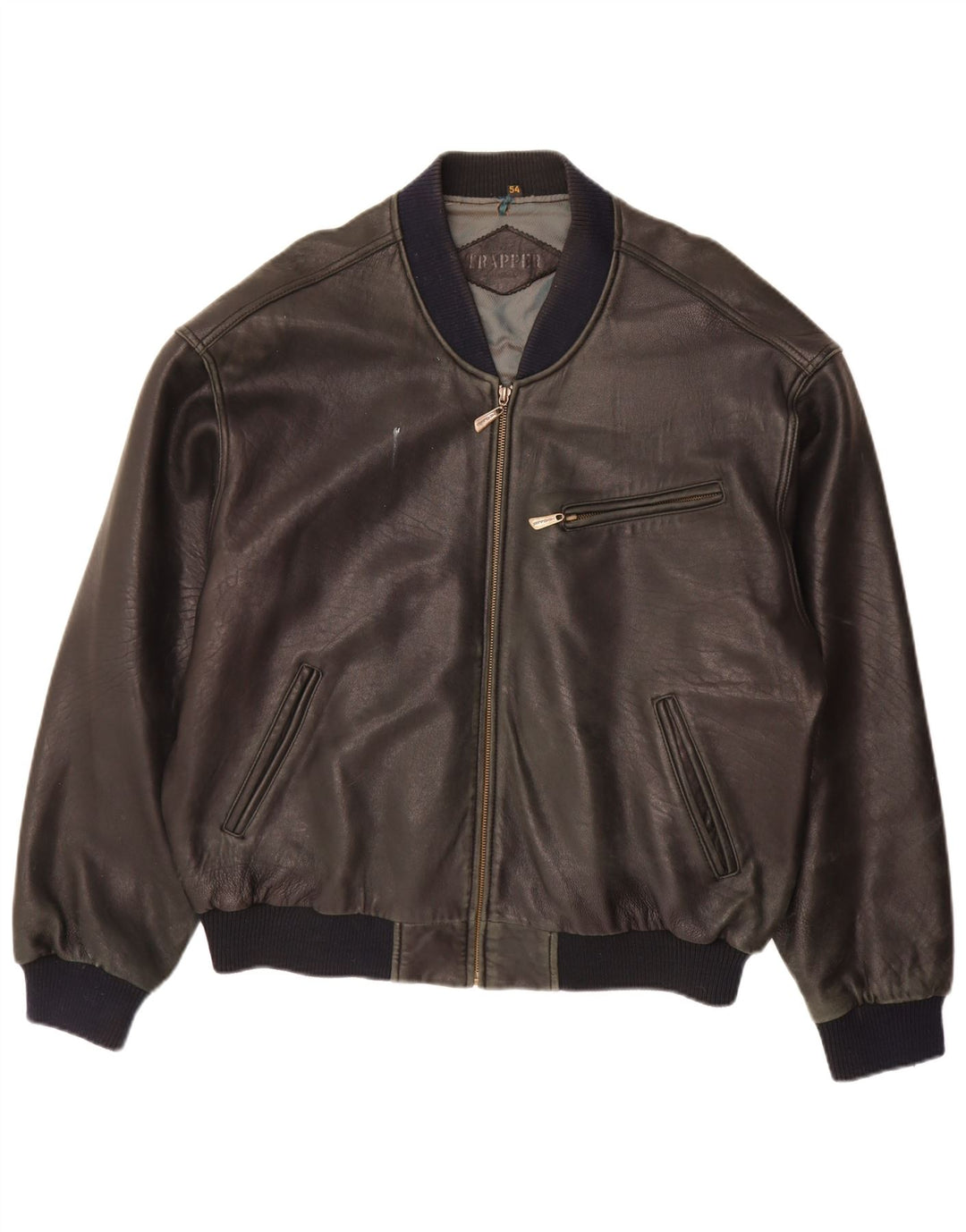 Trapper Ανδρικό Δερμάτινο Μπουφάν IT 54 2XL Μαύρο