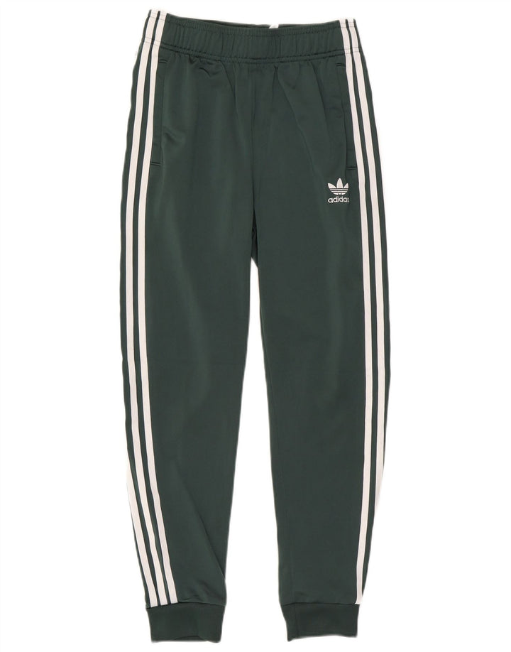 Adidas Boys Tracksuit Trousers Joggers 12-13 Years Green Polyester