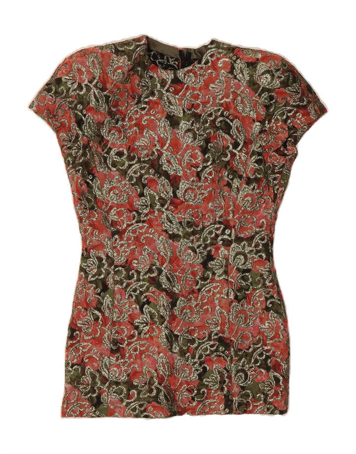 VINTAGE Womens Sheath Dress UK 12 Medium Red Floral Vintage Vintage and Second-Hand Vintage from Messina Hembry 
