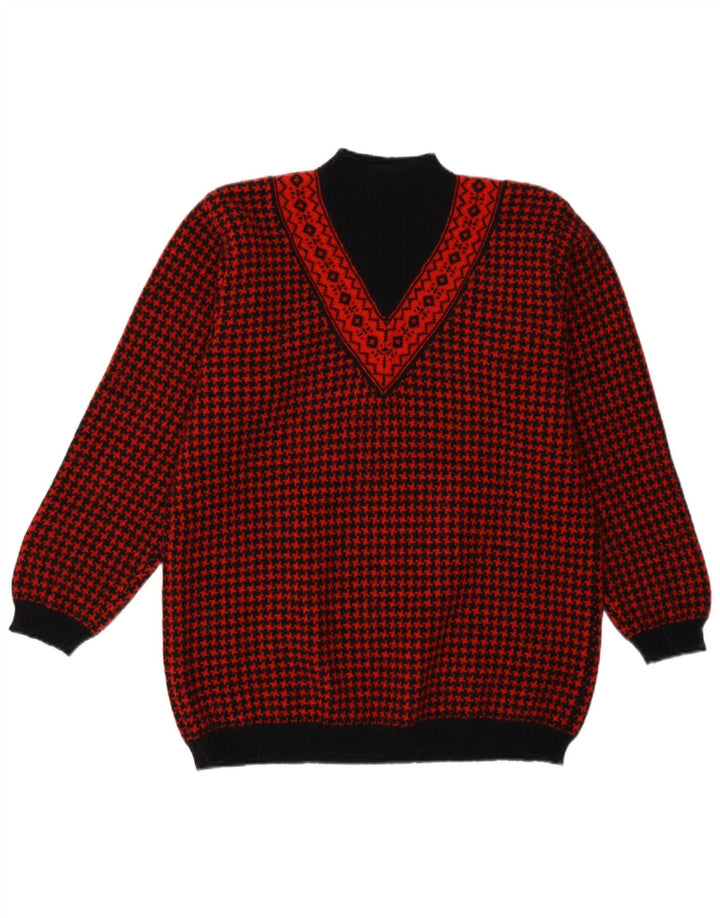 Γυναικείο πουλόβερ με λαιμόκοψη Benetton UK 14 Medium Red Retro