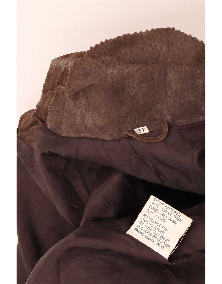 Vintage Γυναικείο Loose Fit Leather Jacket UK 14 Medium Brown Δερμάτινο