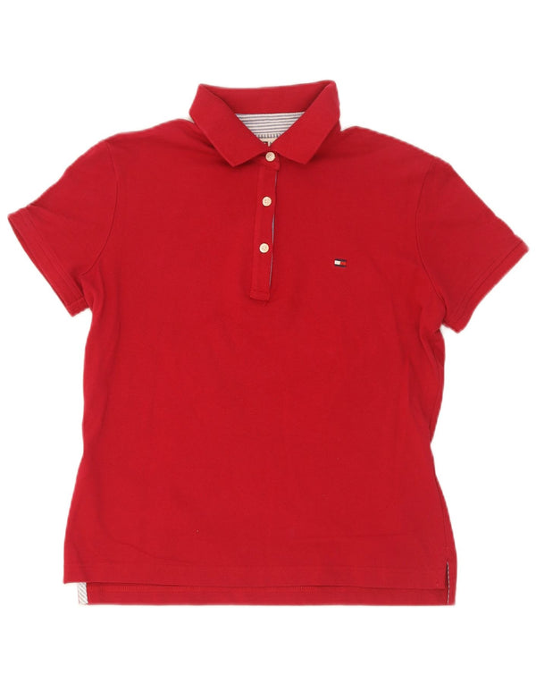 Tommy Hilfiger γυναικείο μπλουζάκι πόλο UK 10 Small κόκκινο βαμβακερό