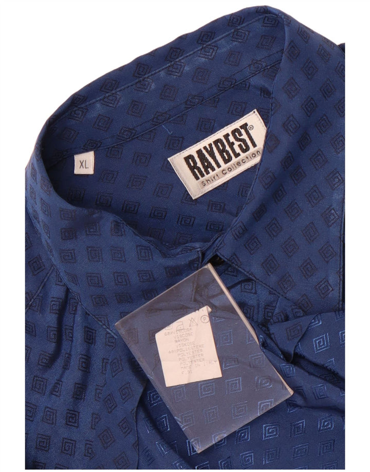 Ανδρικό κοντομάνικο πουκάμισο Raybest XL Navy μπλε γεωμετρική βισκόζη