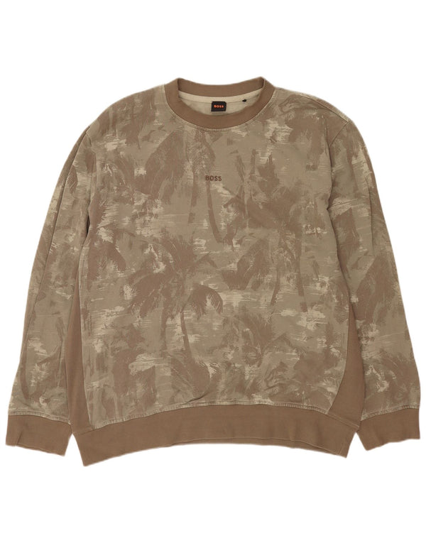 Ανδρικό γραφικό φούτερ Hugo Boss Jumper 2XL Khaki Cotton Hawaiian