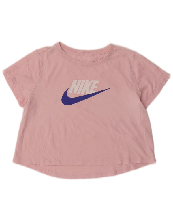 Nike Girls Crop Graphic T-Shirt Top 12-13 Years Large Pink