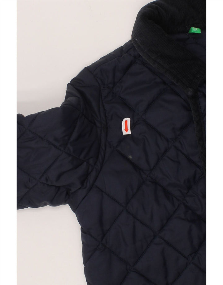 BENETTON Boys Quilted Jacket 4-5 Years XS  Navy Blue Polyamide