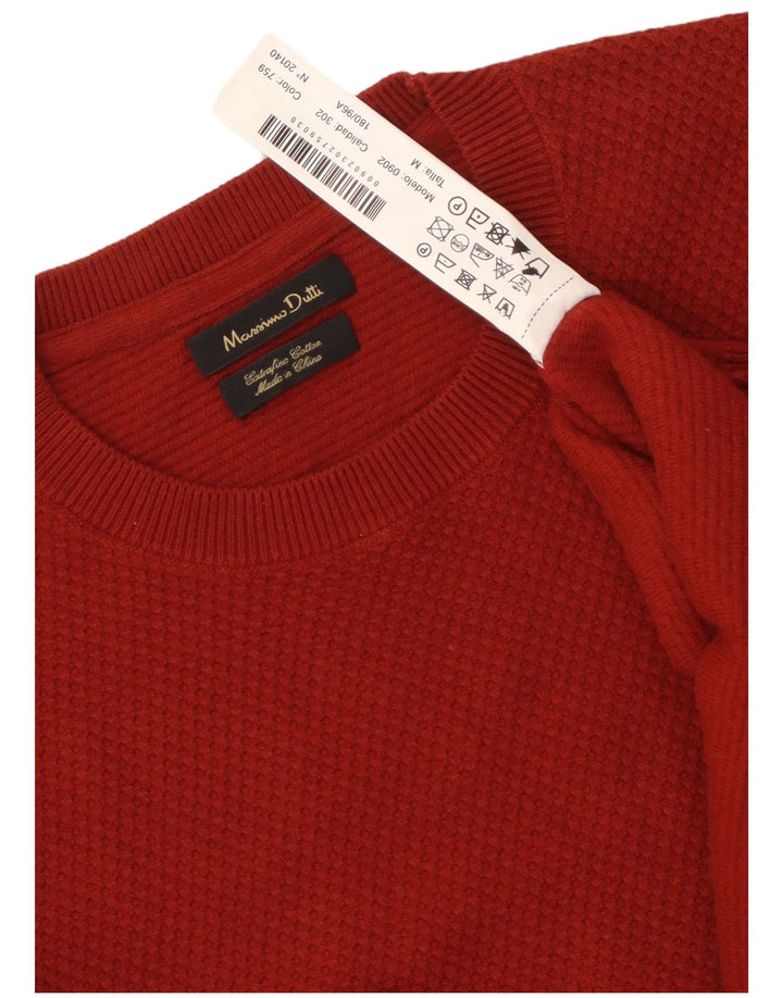 Massimo Dutti Ανδρικό πουλόβερ με λαιμόκοψη, μεσαίο βαμβακερό μπορντό