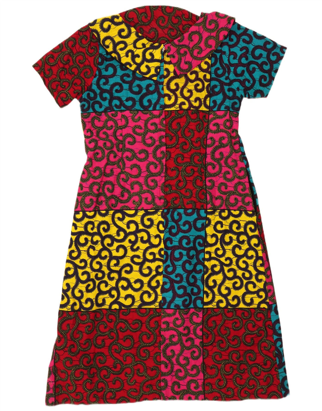 Vintage γυναικείο φόρεμα A-Line UK 14 Medium πολύχρωμο Colourblock