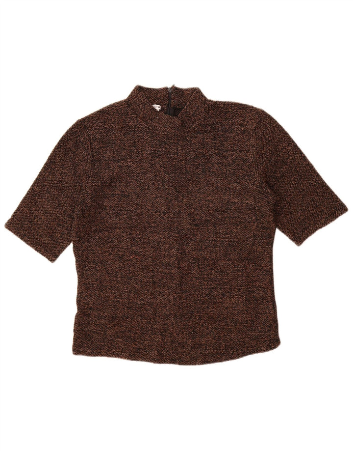 ZARA Γυναικεία Μπλούζα Τοπ UK 14 Large Brown Πολυεστέρας