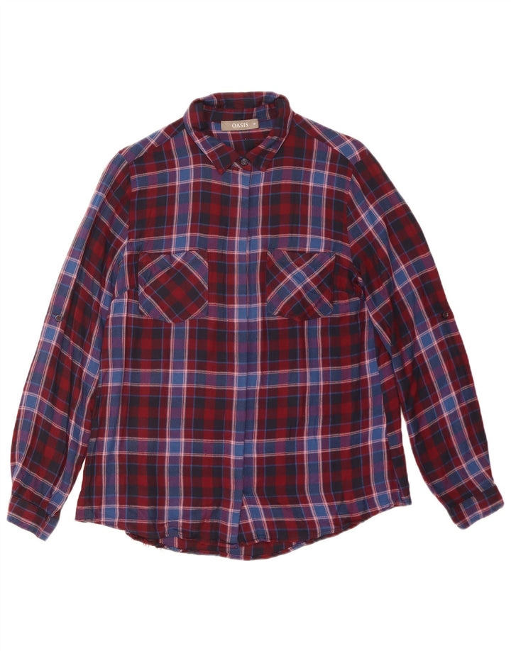 Γυναικείο πουκάμισο Oasis Flannel UK 10 Small Red, καρό βισκόζη