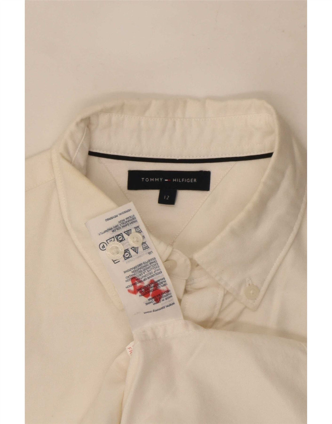 Πουκάμισο Tommy Hilfiger για αγόρια 11-12 ετών Λευκό βαμβακερό