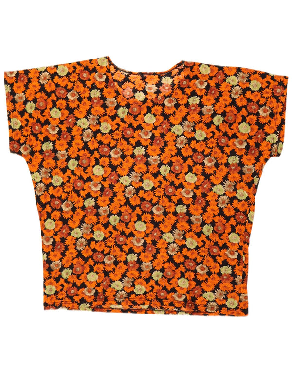 VINTAGE Γυναικείο T-Shirt Top UK 18 XL Πολύχρωμο φλοράλ βαμβακερό