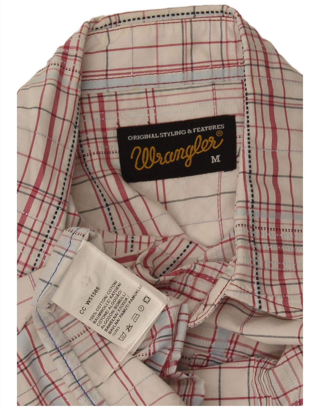 Ανδρικό κοντομάνικο πουκάμισο Wrangler με κανονική εφαρμογή, μεσαίο λευκό καρό βαμβακερό