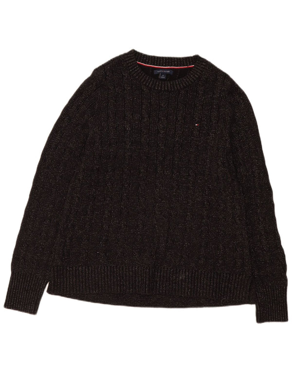 Tommy Hilfiger Γυναικείο πουλόβερ με λαιμόκοψη UK 12 μεσαίο μαύρο βαμβακερό