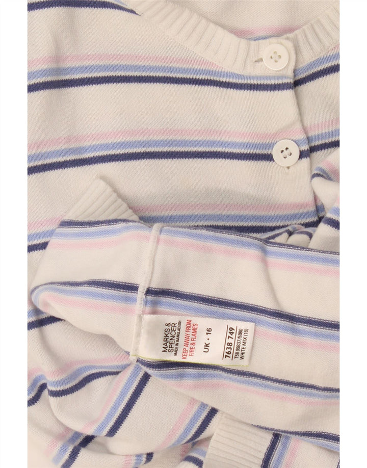 Marks & Spencer Γυναικεία ζακέτα UK 16 Large White ριγέ