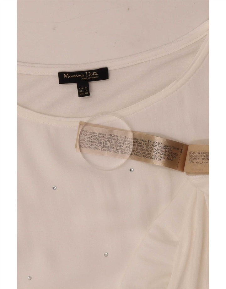 Massimo Dutti Γυναικεία Μπλούζα Τοπ UK 18 XL Λευκή βισκόζη