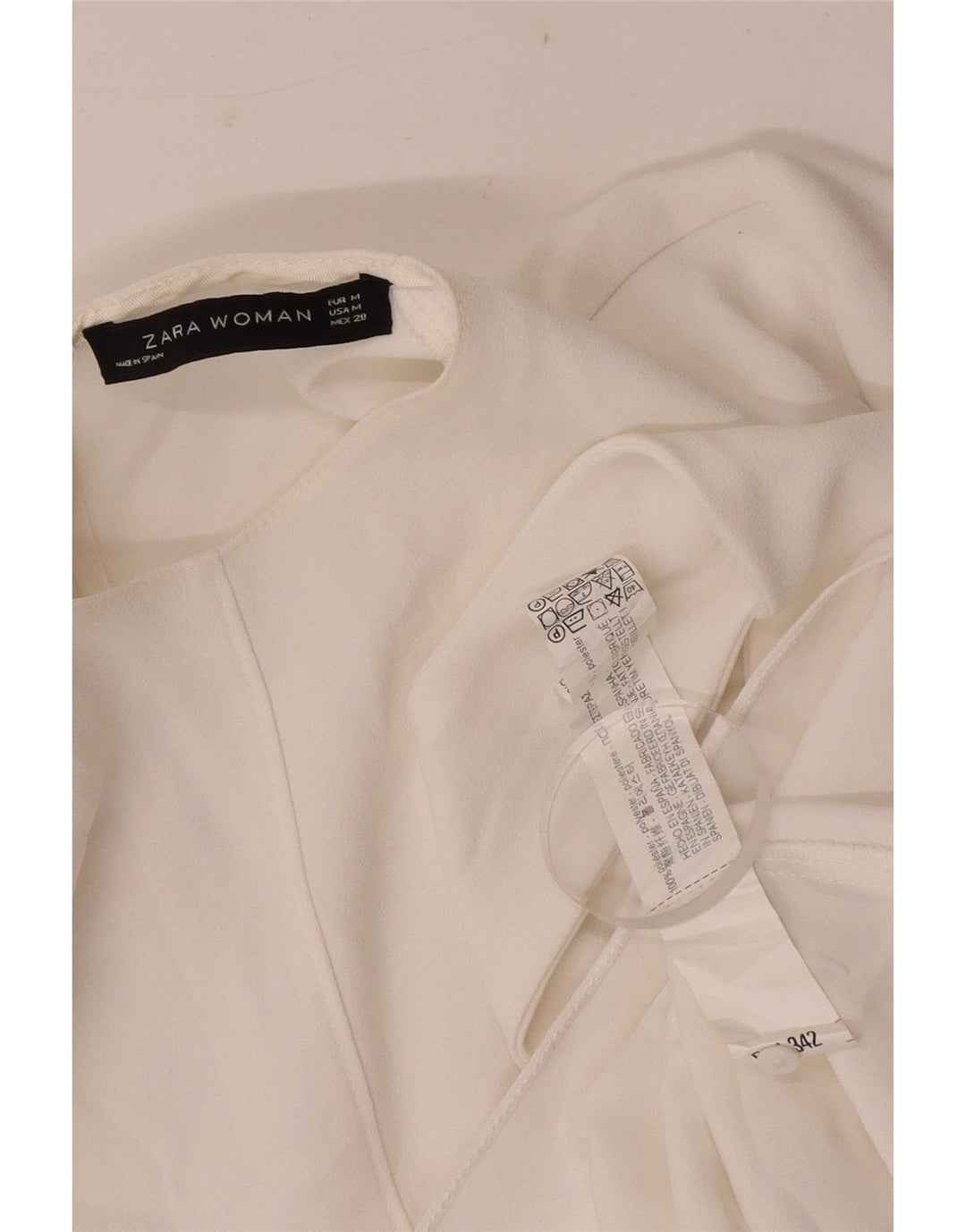 Zara Γυναικεία Ασύμμετρη Μπλούζα Τοπ UK 12 Medium White Polyester