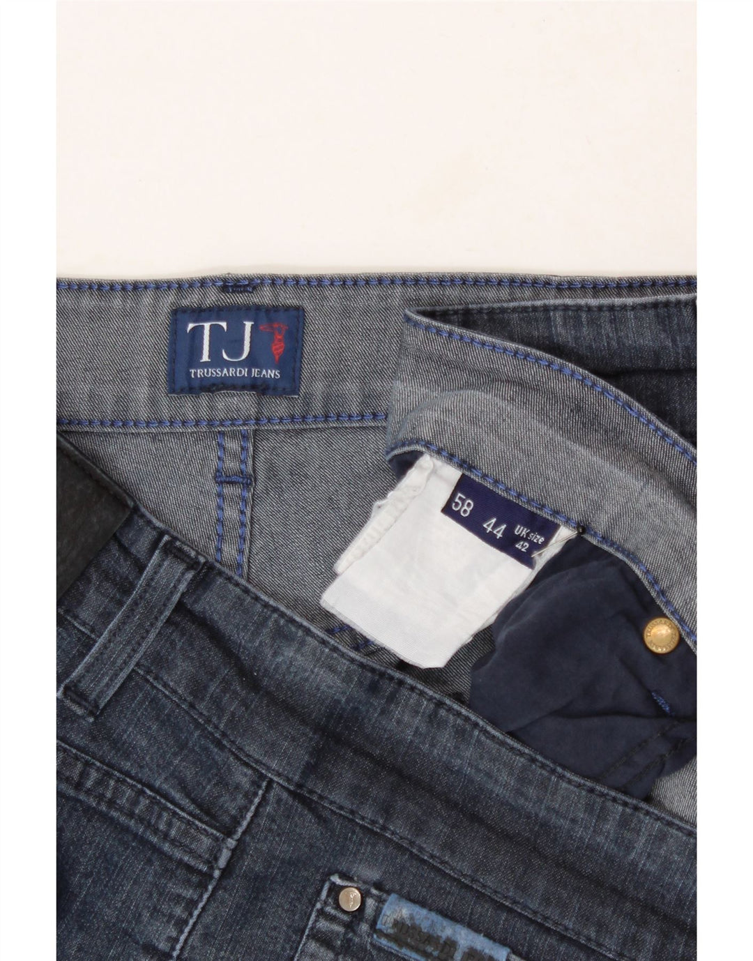 TRUSSARDI Womens Cropped Jeans W42 L25 Blue Vintage Trussardi and Second-Hand Trussardi from Messina Hembry 