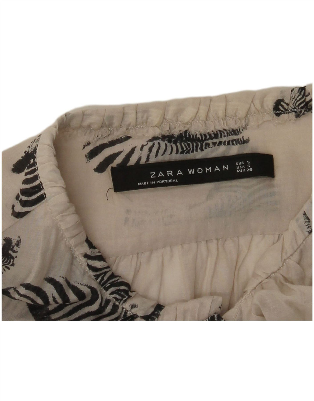 ZARA Γυναικείο πουκάμισο Oversized Μπλούζα UK 10 Small Off White Animal print