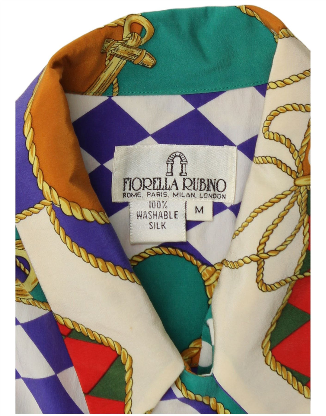 FIORELLA RUBINO Γυναικείο πουκάμισο μπλούζα UK 14 μεσαίο πολύχρωμο συνονθύλευμα