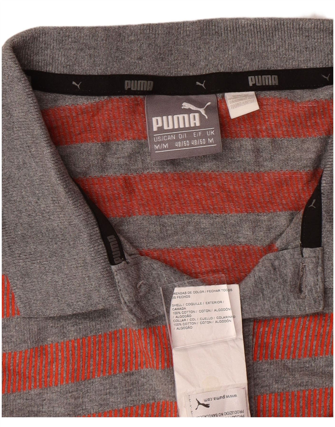 Ανδρικό μπλουζάκι πόλο PUMA, μεσαίο κόκκινο ριγέ βαμβακερό