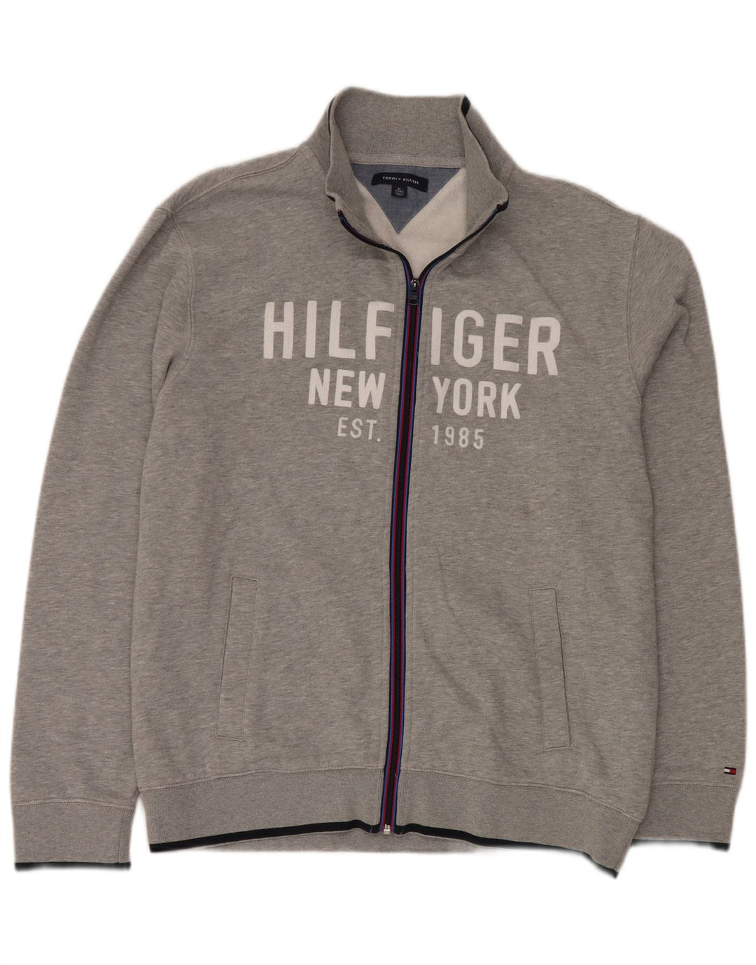 TOMMY HILFIGER Ανδρική φόρμα φόρμας γραφικών Top Jacket XL Γκρι βαμβακερό