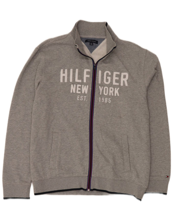 TOMMY HILFIGER Ανδρική φόρμα φόρμας γραφικών Top Jacket XL Γκρι βαμβακερό