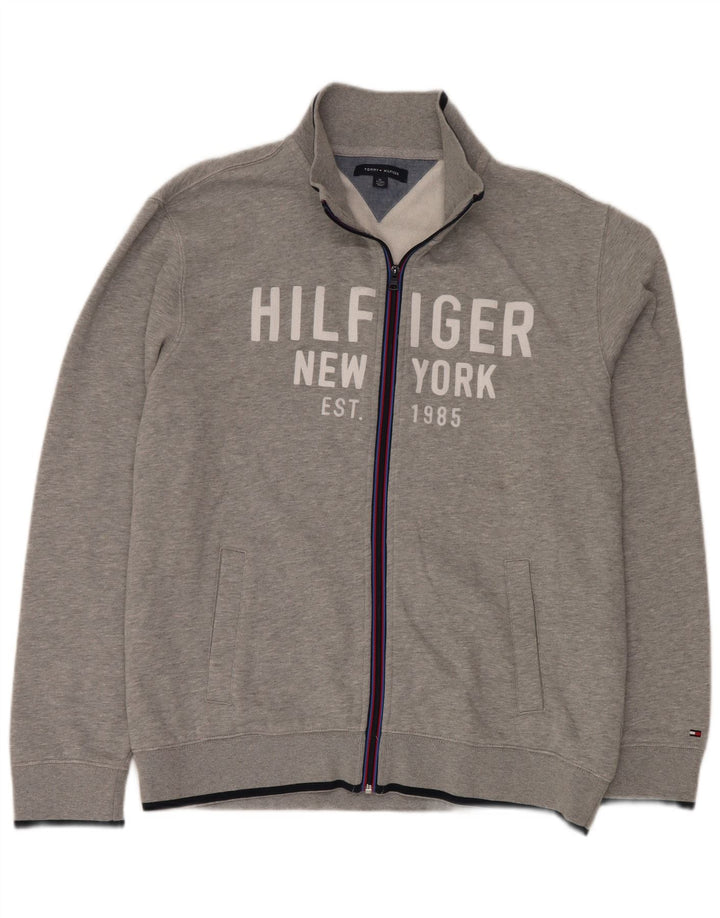 TOMMY HILFIGER Ανδρική φόρμα φόρμας γραφικών Top Jacket XL Γκρι βαμβακερό