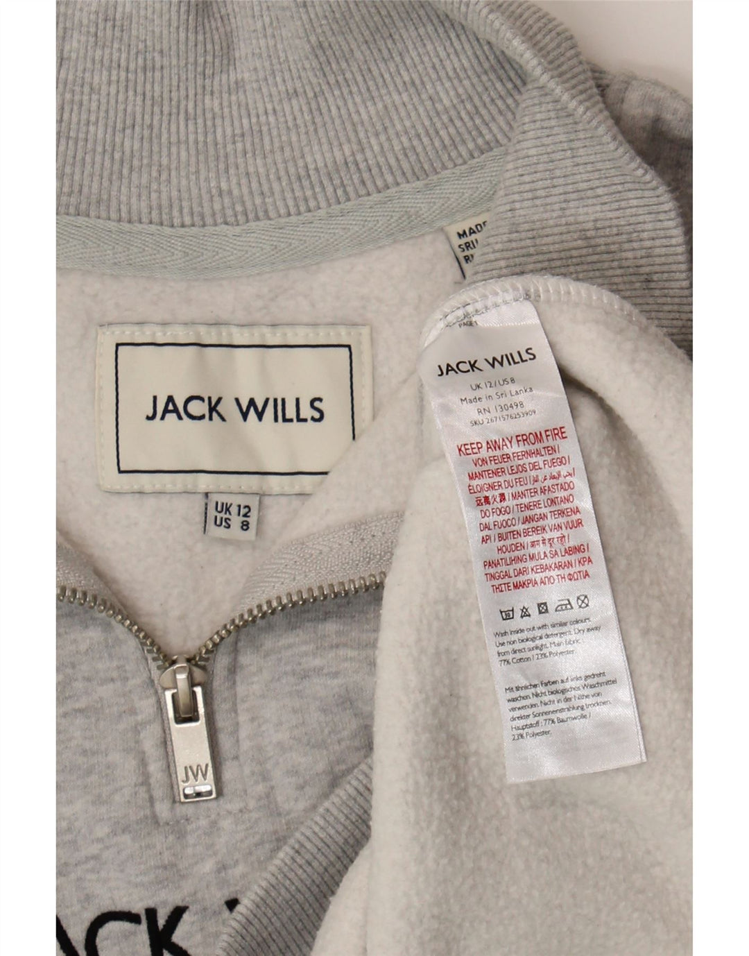 Jack Wills Γυναικείο Γραφικό Φούτερ Jumper UK 12 Medium Grey