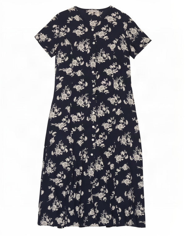 Γυναικείο μάξι φόρεμα Alba Fornari UK 10 Small Navy Blue Floral Viscose