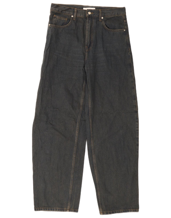 Topshop Γυναικεία Ψηλόμεση Φαρδιά Τζιν UK 10 Small W28 L32 Navy Blue Cotton