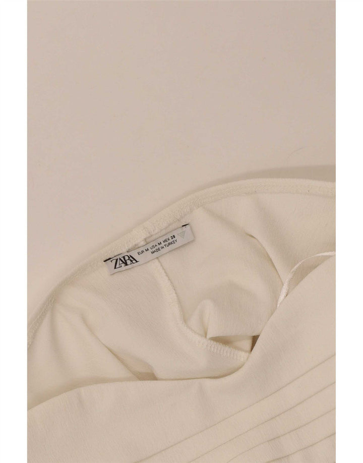Zara Γυναικείο Στράπλες Φόρεμα Ηνωμένου Βασιλείου 12 Μεσαίο Λευκό