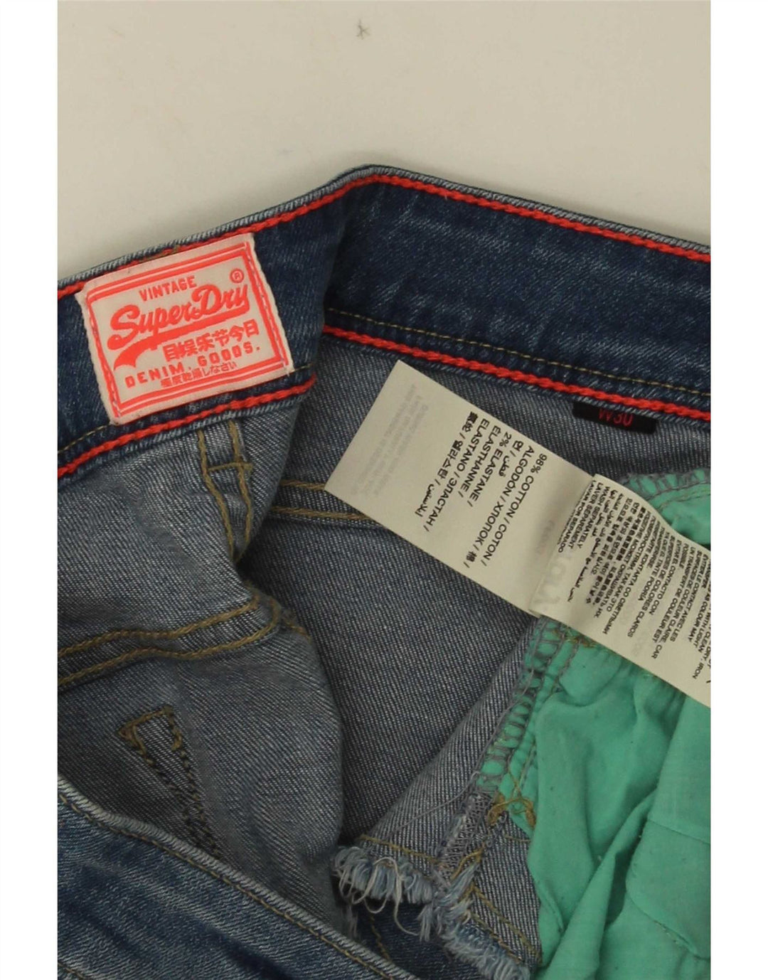 Superdry Γυναικείο Χαμηλό Τζιν Παντελόνι Hot W30 Μεσαίο Μπλε Βαμβακερό