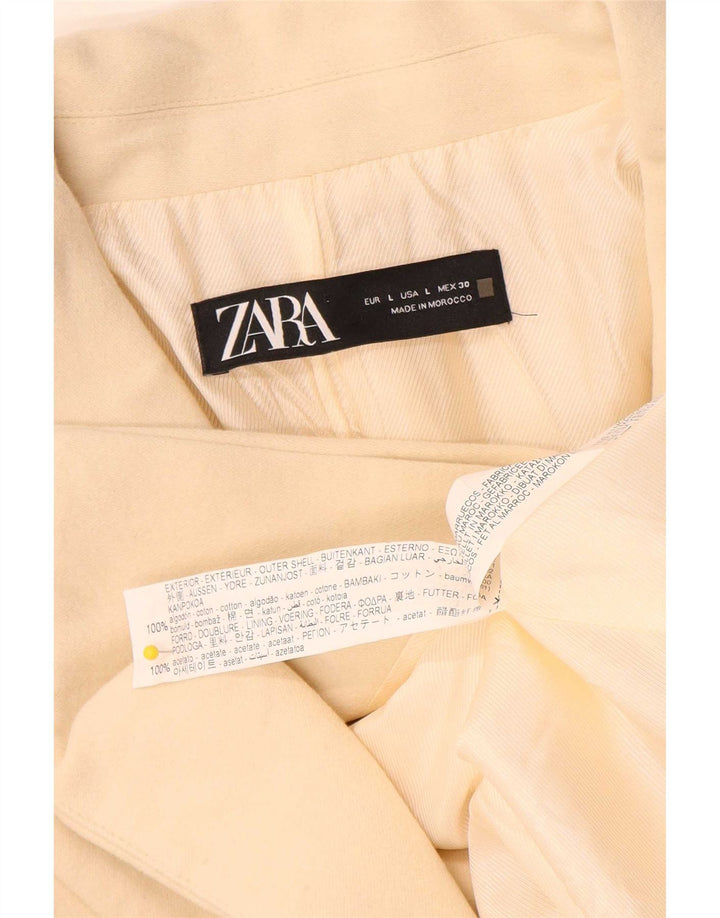 Zara Γυναικείο Μπλέιζερ Διπλό Μπουφάν UK 16 Large Off White Βαμβακερό