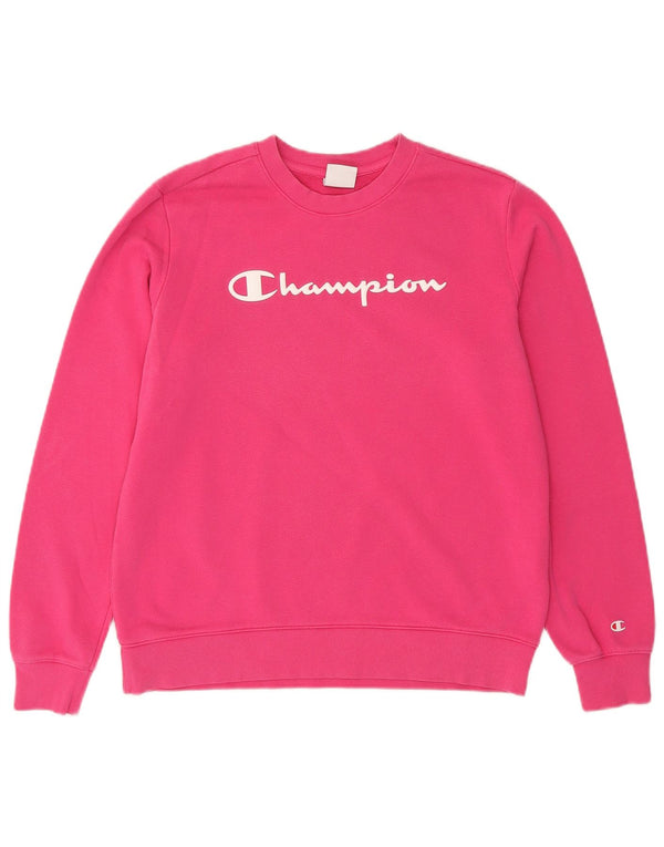 Champion Γυναικείο Γραφικό Φούτερ Jumper UK 16 μεγάλο ροζ βαμβακερό