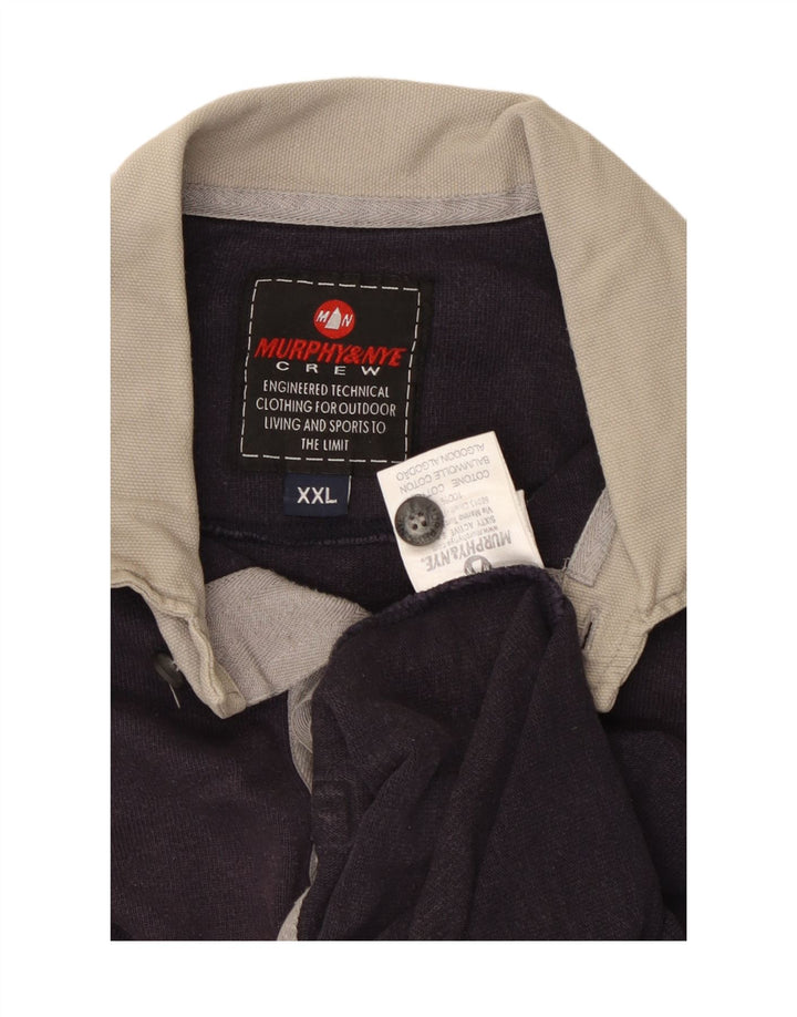 MURPHY & NYE Ανδρικό μακρυμάνικο μπλουζάκι ράγκμπι πόλο 2XL Navy Blue βαμβακερό