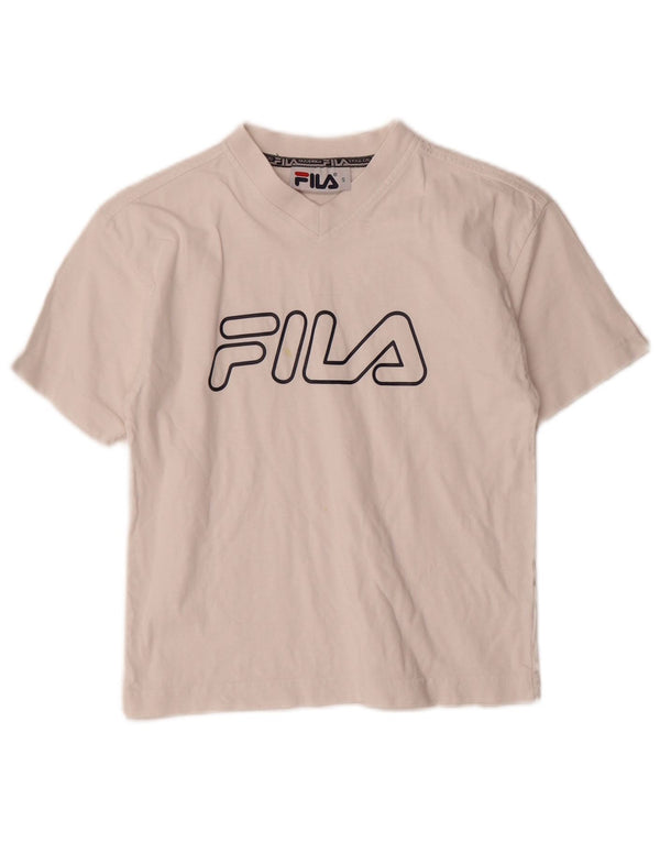 Fila Γυναικείο Crop Graphic T-Shirt Top UK 10 Small White Βαμβακερό